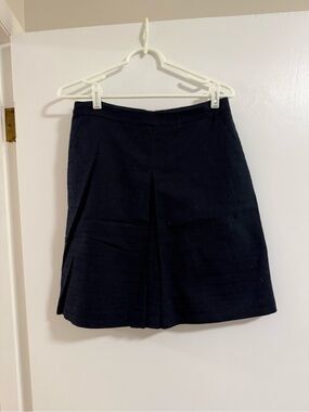 J. Crew Dark Navy A-Line Skirt with Front Pleat